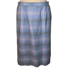 Pendleton Wool Pencil Skirt Women’s Size 16 Baby Blue And Tan Print Vintage